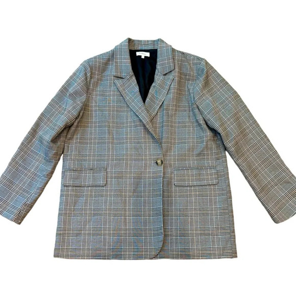 Böhme Women’s Blazer Houndstooth Plaid Academia One Button Large - Picture 1 of 7